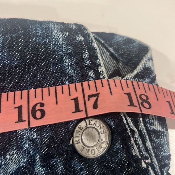 Smoke Rise Jeans Shortalls Overall Shorts Distressed Blue Denim Womens - Picture 8 of 10